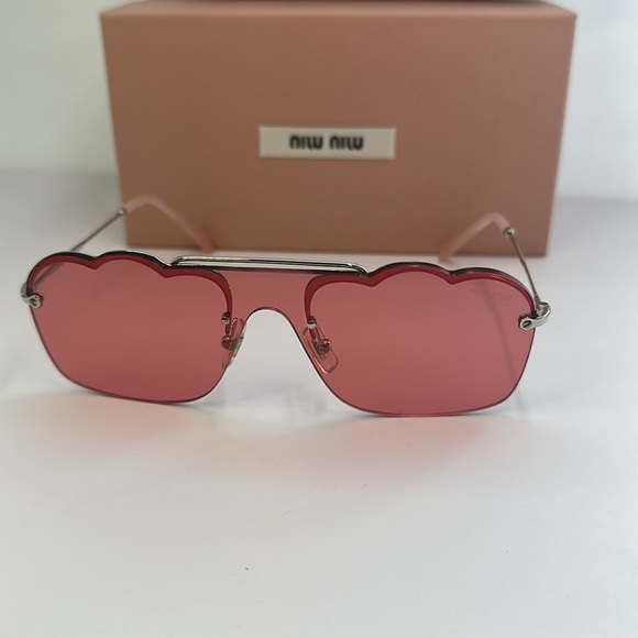 💯- New Authentic MIU MIU MU55 US 1BC177 60MM Cloud Aviator Sunglasses - Picture 3 of 16